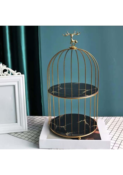 Metal Kuş Kafesi Makyaj Parfüm Organizatör Raf Ev Dekoratif Kozmetik Raf 2 Tier Siyah (Yurt Dışından) fiyatları