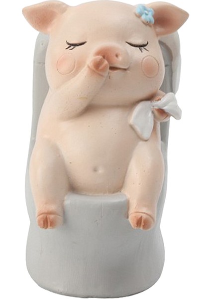 Minyatür Süsleme Heykelcik Teraryum Dıy Bonsai Dekor Tuvalet Domuz (Yurt Dışından)