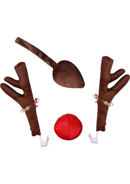 Araba Ren Geyiği Noel Dekorasyonu Kamyon Araba Için Boynuzlar ve Burun (Yurt Dışından)