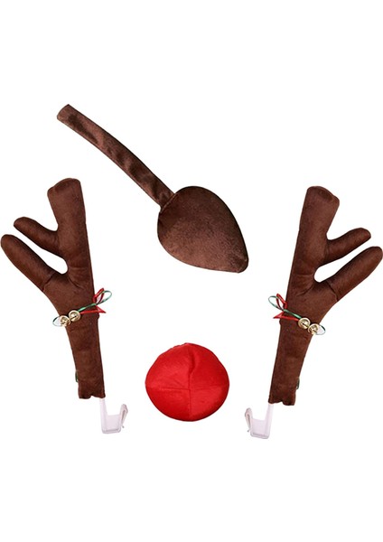 Araba Ren Geyiği Noel Dekorasyonu Kamyon Araba Için Boynuzlar ve Burun (Yurt Dışından)