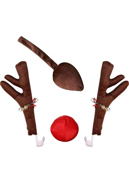 Araba Ren Geyiği Noel Dekorasyonu Kamyon Araba Için Boynuzlar ve Burun (Yurt Dışından)