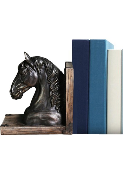 Vintage At Kafası Heykeli Bookend Heykelcik Kitap I Ev Için (Yurt Dışından)