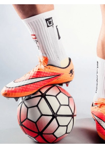 Unisex Özel Beyaz Kaydırmaz Silikon Havlu Taban Dikişsiz Maç Pro Sporcu Çorabı