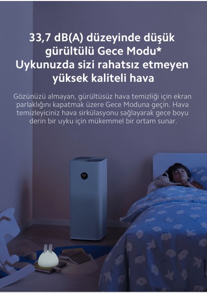 Hepa Alerjik Filtreli Smart Air Purifier Premium Akıllı Hava Temizleyici, 104 M²+Luciole Beyaz Lambader Hediye