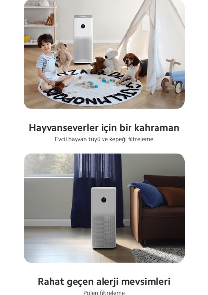 Hepa Alerjik Filtreli Smart Air Purifier Premium Akıllı Hava Temizleyici, 104 M²+Luciole Beyaz Lambader Hediye