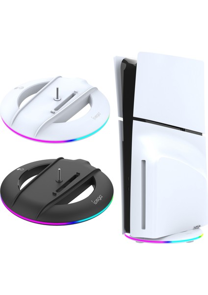 Ps5 Slim Aksesuarı Için LED Dikey Stand, 14 Işık Modlu Yükseltilmiş Stand, Playstation 5 Slim Konsol Için Vidalar ve USB C Kablosu ile Disk/dijital - Ps5 Konsoluna Uymaz (Yurt Dışından)