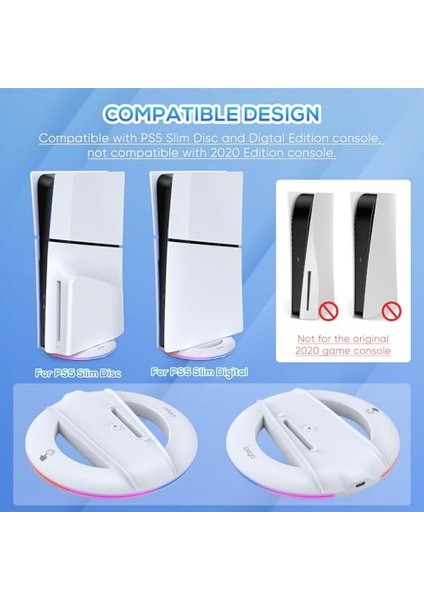 Ps5 Slim Aksesuarı Için LED Dikey Stand, 14 Işık Modlu Yükseltilmiş Stand, Playstation 5 Slim Konsol Için Vidalar ve USB C Kablosu ile Disk/dijital - Ps5 Konsoluna Uymaz (Yurt Dışından) fiyatları