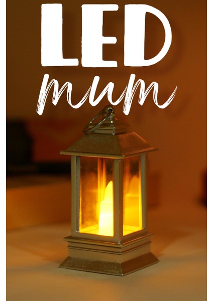 LED Mum Mini Dörtgen Tip Pil Dahil Dumansız Alev Ledli Yapay Dekoratif Mum Dekor Işığı Gümüş PT434