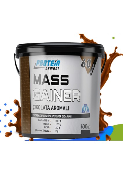 Mass Gainer Karbonhidrat Tozu 6000 gr Çikolata Aroma + Shaker