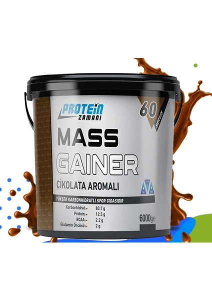 Protein Zamanı Mass Gainer Karbonhidrat Tozu 6000 gr Çikolata Aroma + Shaker