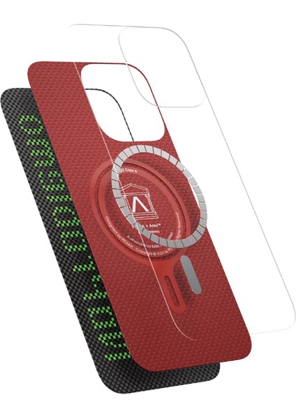 iPhone 15 Pro Max Kılıf Magsafe Uyumlu Fosforlu Aramid Fiber Pitaka Tactile Woven Aries Seri Siyah