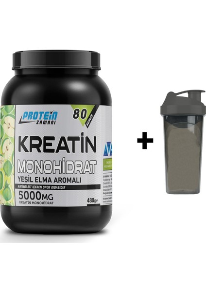 Kreatin Monohidrat 480 Gram 80 Servis Yeşil Elma Aromalı Shaker