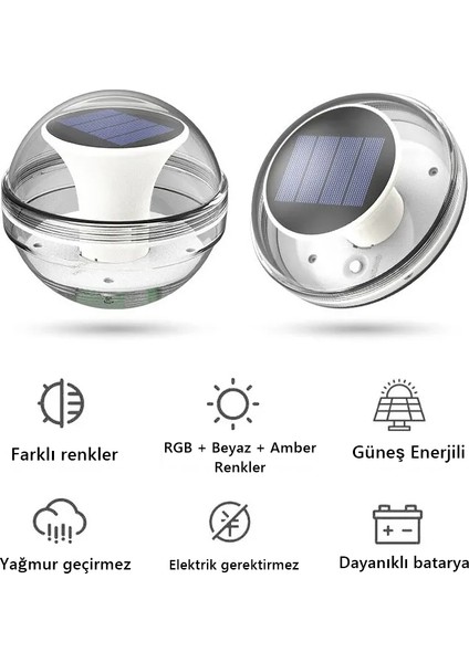 4'lü Set Solar Güneş Enerjili Dekoratif Suda Yüzen Solar Havuz Ledi- Dekoratif Havuz Aydınlatma