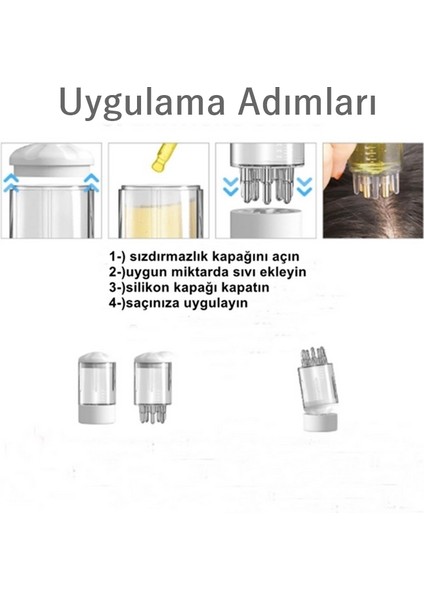 Saç Bakım Yağı Uygulama Cihazı- Masaj Yöntemi ile Saç Köklerine Bakım Yağı - Serumu Uygulama 8ml Mini