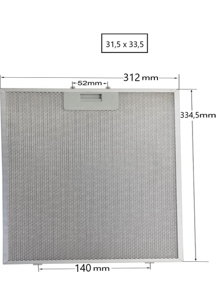 Silverline 2120 Retro Basic Davlumbaz Metal Yağ Filtresi 31,5 x 33,5