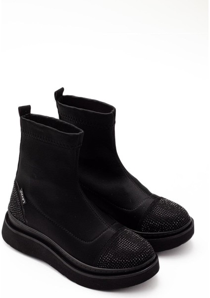 Afron Siyah Renkli Taşlı Detaylı Kışlık Kadın Bot fırsatları