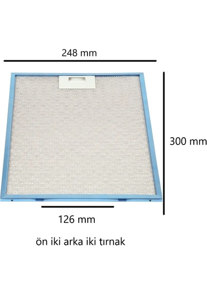 Simfer T8658SM Uyumlu Davlumbaz Tel Filtresi 248 mm x 300 mm Çift Tırnaklı fiyatları