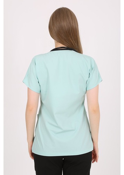 V Yaka Mint Yeşil Unisex Tek Üst Uniforma (Viscon) M
