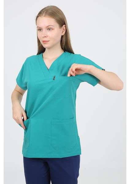 Hastane Yeşili Tek Üst Uniforma (Viscon) 2xs
