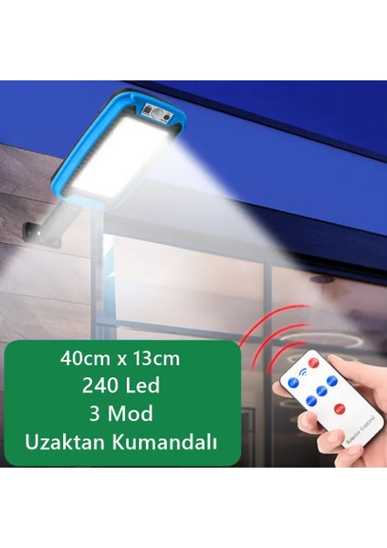 ES-C240 Güneş Enerjili Solar 240 LED Bahçe Aydınlatma LED Işık Su Geçirmez Kumandalı 3 Modlu Hareket Sensör