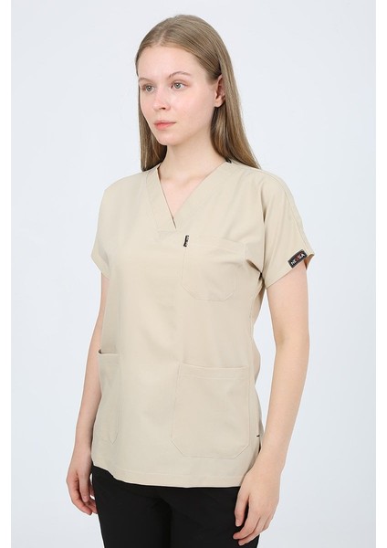 Açık Bej Unisex Tek Üst Uniforma (Viscon) M