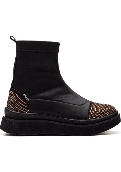 Afron Siyah Renkli Altın Renk Taşlı Detaylı Kışlık Kadın Bot fiyatları