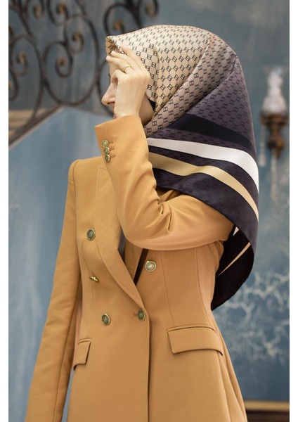 Tivil İpek Eşarp 51374 - 0001 - 0004 Siyah Karışık Desen