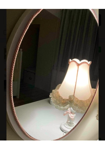 Luluavizem Fisto Detay Toz Pembe Abajur 1 Modern Kumaş Pembe