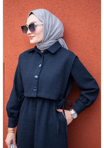 Üst Cepkenli Tüvit Ekoseli Elbise-Laci fiyatları