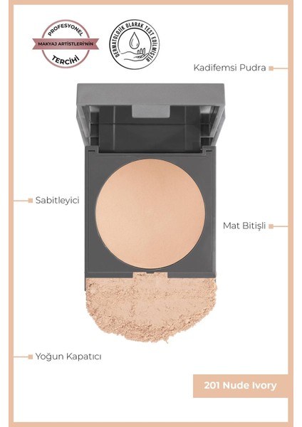 Mat Bitişli Sabitleyici Yoğun Kapatıcı Pudra - Baked Powder 201 Nude Ivory