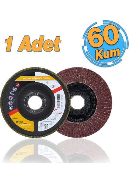 Avuç Içi Taşlama Flap Disk Zımpara Çapı 115 mm 60 Kum Zımparalama Taşı Göbek 22 mm 1 Adet