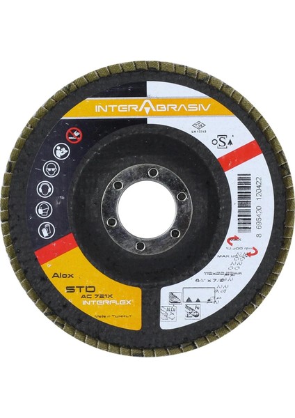 Avuç Içi Taşlama Flap Disk Zımpara Çapı 115 mm 60 Kum Zımparalama Taşı Göbek 22 mm 1 Adet