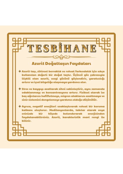 Hem Bileklik - Hem Kolye - Hem Tesbih 99LU Azurite Doğaltaş Takı indirimleri