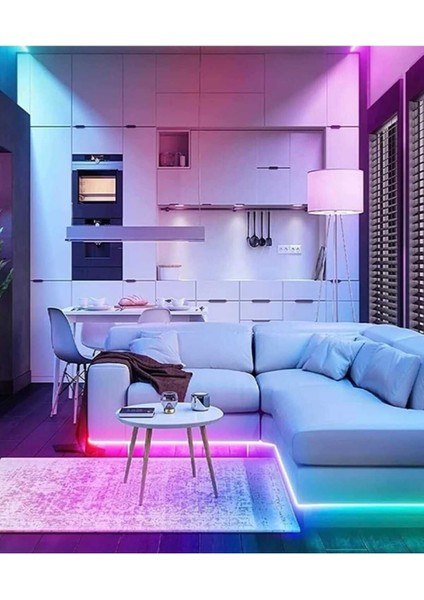 5mt Kedninden Trafolu Dış ve Iç Mekan Rgb Şerit LED Yatak Odası Tv ve Bilgisayar Odası Akkılı Aydın