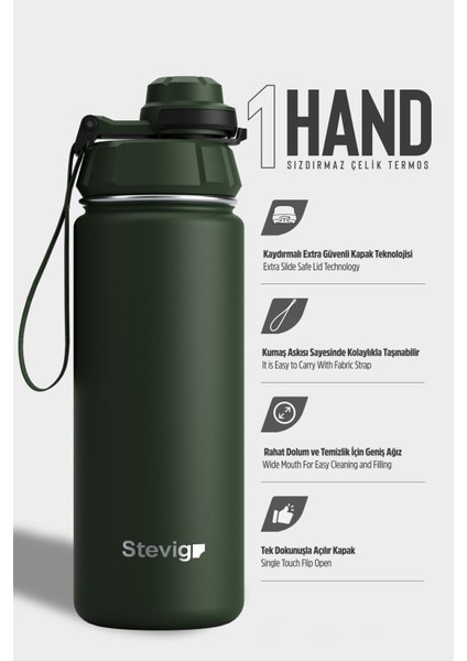 1 Hand Leak-Proof Sızdırmaz Çelik Termos 500 ml Green ST-208 fiyatları