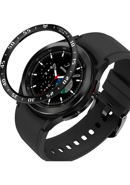 Zaman Ölçeği Tasarım Paslanmaz Çelik Izleme Koruyucu Çerçeve Dekor Yüzüğü Samsung Galaxy Watch4 Classic 46MM - Siyah/beyaz (Yurt Dışından)