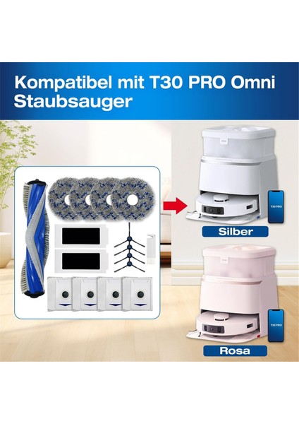 Ecovacs Deebot T30 Omnı/ T30 Pro Omni Robot Vakum Temizleyici Ana Yan Fırçalar Hepa Filtreler Paspas Pedleri Toz Çanta Parçaları (Yurt Dışından)