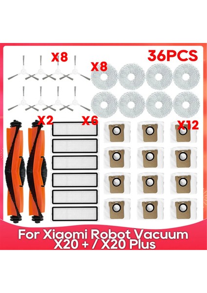 Robot Vakum X20 + / Plus Parça Aksesuar Ana Yan Fırça Hepa Filtre Paspas Bezi Toz Torbası (Yurt Dışından)