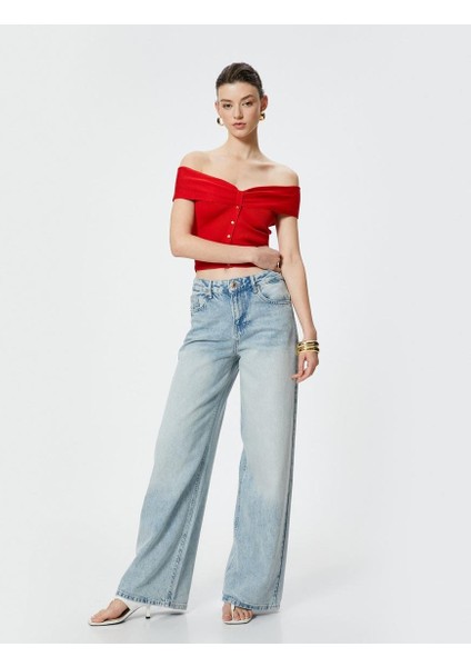 x Sibil Çetinkaya - Omzu Açık Üst Kısa Kollu Düğmeli Fitilli fiyatları