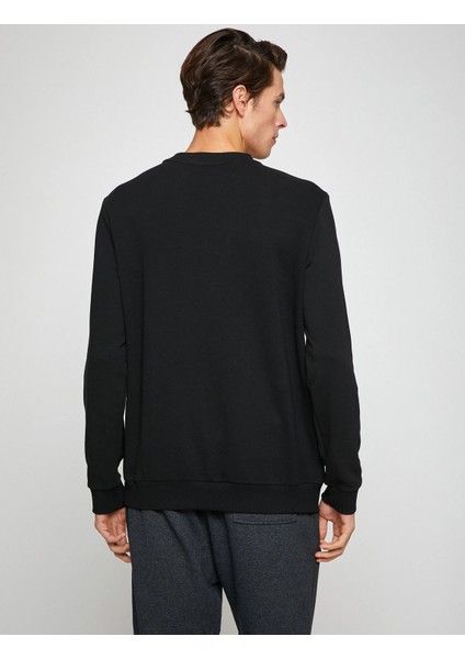 Basic Bisiklet Yaka Sweatshirt Uzun Kollu