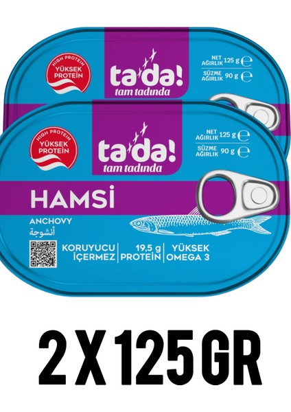 Tada Hamsi Konservesi Limon Soslu 2 x 125 gr ( Hazır Yemek.Ton Balığı.Şarküteri Deniz Ürünleri.Hazır Konserve.)