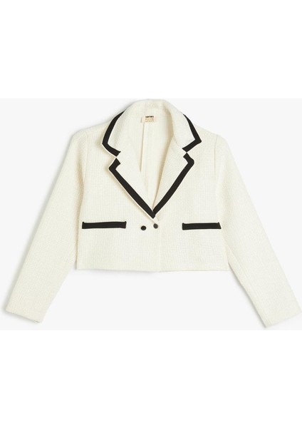 Kız Çocuk Tüvit Ceket Uzun Kollu Düğme Kapamalı Cep Detaylı Dokulu