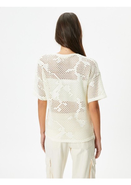 Kısa Kollu File Kazak Bisiklet Yaka Ajurlu fırsatları