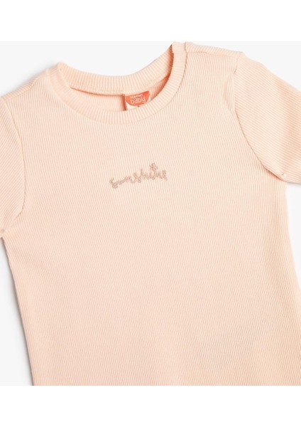 Kız Bebek Tişört Kısa Kollu Kaşkorse Bisiklet Yaka Işlemeli modelleri