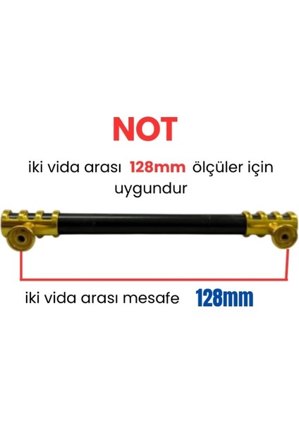 4 Adet Halka Boru Altın Siyah Metal Mobilya Kulpu 128MM