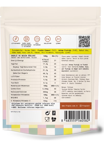 Mini Kids Vitamin Topları - Antep Fıstığı Kaplı & Fındık Ezmeli x 12 fiyatları