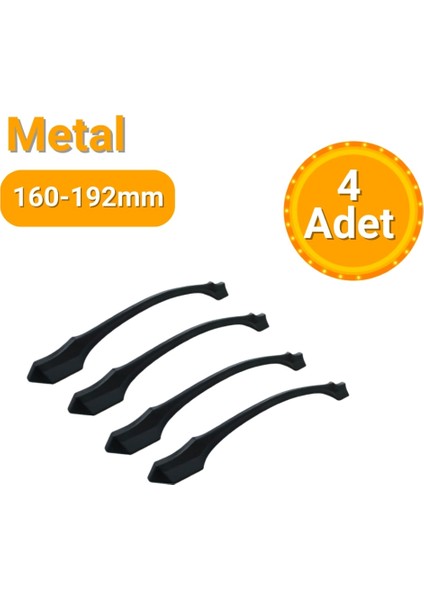 4 Adet Ateş Mat Siyah Metal Mobilya Kulpu 160MM - 192MM