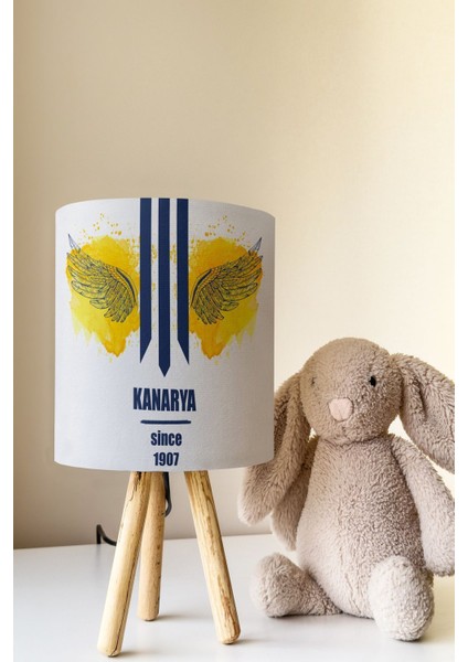 Sarı Lacivert Kanarya Desenli Çocuk Odası Abajur Masa Lambası TLAB-165