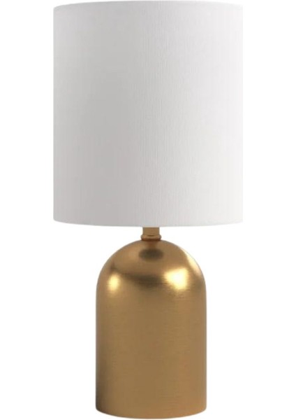 Nuur Statik Eskitme Mat Gold Metal Abajur - Beyaz