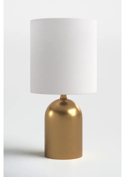 Nuur Statik Eskitme Mat Gold Metal Abajur - Beyaz fiyatları